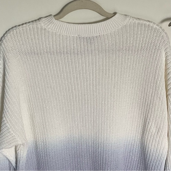 Ann Taylor dip dye ombré crewneck Sweater white blue 35811 - Picture 6 of 14